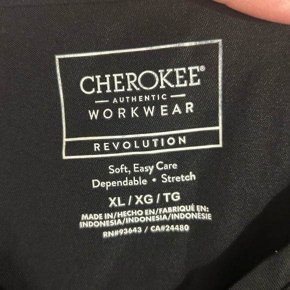 {Cherokee} Women’s Mock Wrap Black Scrub Top - Picture 3 of 3